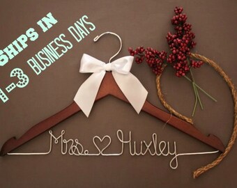 Wedding Hanger, HandMade in USA, Personalized Wedding Hanger, mrs hanger for wedding dress, bridesmaid hanger, gift for bride, office hanger