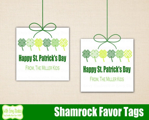 50% OFF St. Patrick's Day Favor Tags, Shamrock Favor Tags, Printable Favor Tags, Favor Stickers, St. Patrick's Day Treat Bag Tags Il_570xn