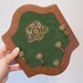 Wall Plaque With Brass Lion Coat of Arms Shield - Brass Lion Head Hooks - Vintage Key Hook