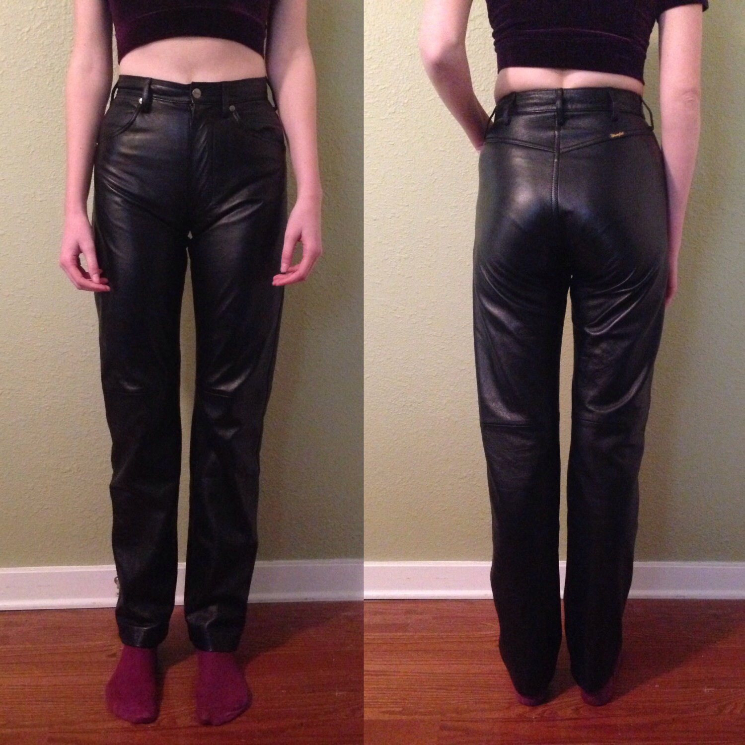 high waisted leather pants