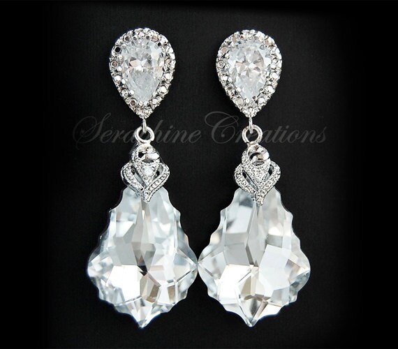 Wedding Jewelry Bridal Earrings Swarovski Baroque Crystal