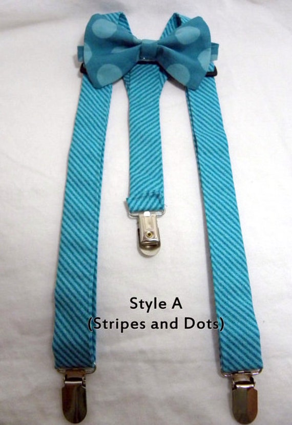 ON SALE Teal Blue Lil Boy Suspenders and Bow Tie by JHPCouture