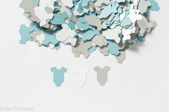 OnePiece Baby Shower Confetti, Baby Shower Decoration, Baby Shower Confetti, OnePiece Confetti, Infant Body Suit - Light Blue and Gray Il_570xn