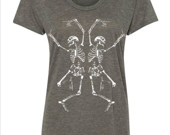 Womens Dancing SKELETONS Bohemian Slouchy T shirt screen print Top Alternative Apparel S M L More colors