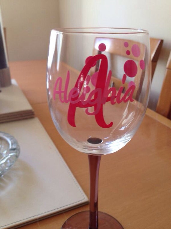 Custom Monogram Vinyl Wine Glass Decals Bridal Party