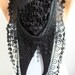 Black Rose Shawl Scarf - Jersey Scarf Headband Cowl Scarf with Lace Trim - Lace Scarf Gift - DIDUCI