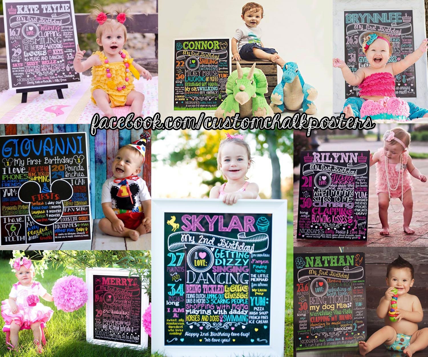 Customized Chalkboard Poster Sign for Birthday Party