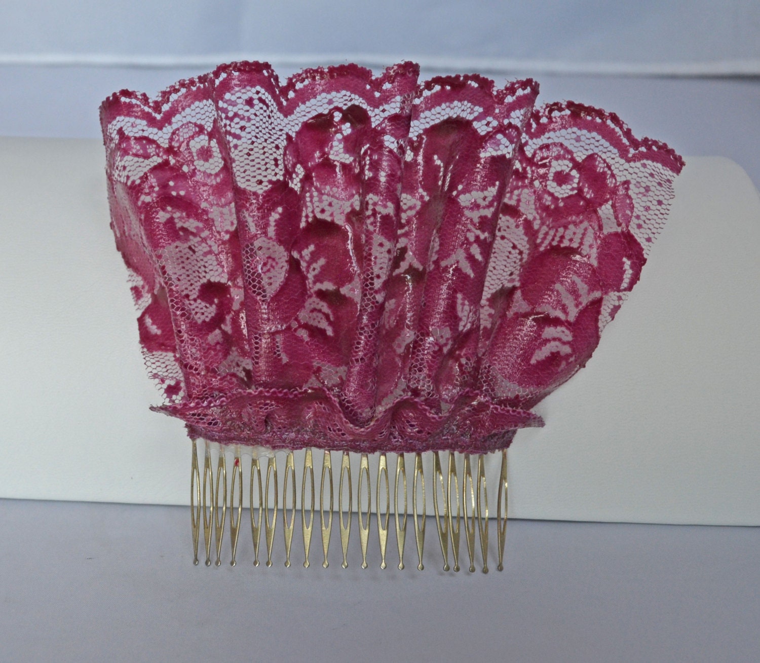 Lovely SPANISH Lace HAIR COMB Rose Color Wedding