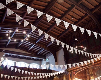 Romantic lace garland, shabby chic bunting, wedding flags