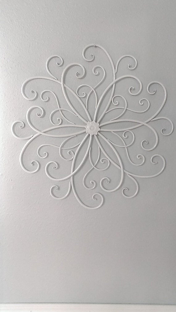 Shabby Chic White Metal Scroll Wall Decor Iron Metal Kitchen Aqua