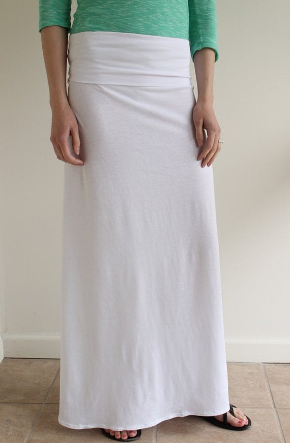 Women's Maxi Skirt with Yoga Style Waist Band by ThreadsbyEmily
