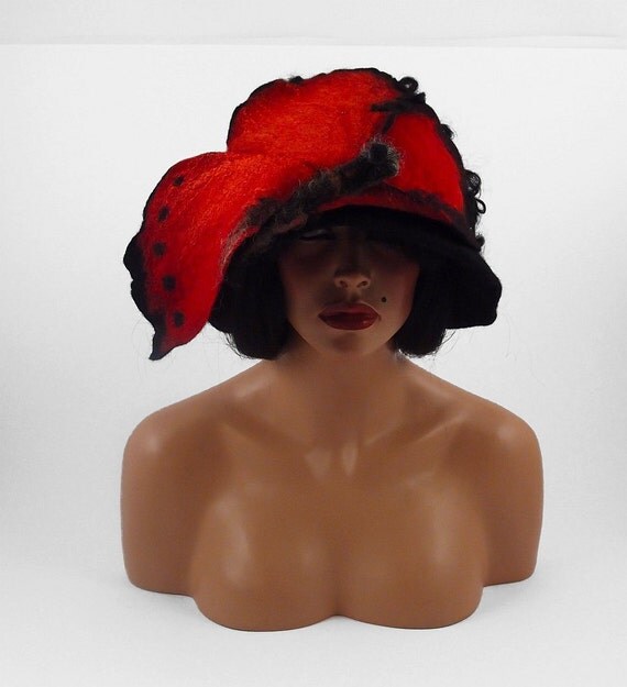 Cloche Felted Hat Butterfly Hat Cloche Hat Flapper Hat Surreal