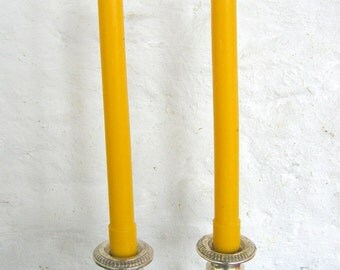 Pair Beeswax Colonial Taper Candles Hand Crafted By The Beekeeper