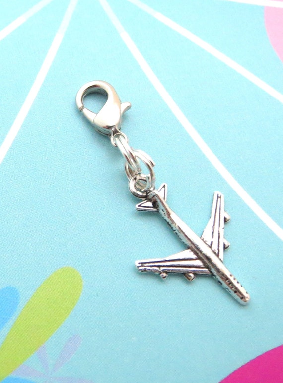 Airplane Clip On Charm or Zipper Pull Also Dust Plug