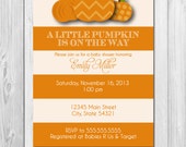 Little Pumpkin Baby Shower Invitation - Large Orange and Cream Stripes - DIY - Printable Il_170x135