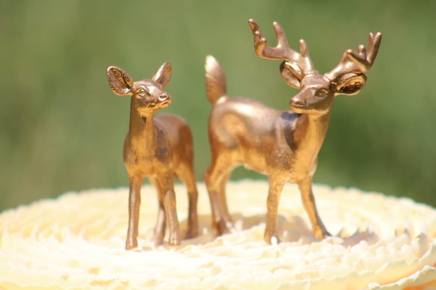 Gold Deer Wedding Cake Topper Mr & Mrs Deer Bride and Gold Deer Wedding Cake Topper Mr & Mrs Deer Bride and