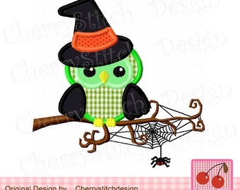 Halloween owl 01-Halloween Embroidery Designs-for 4x4 5x7 6x10 hoop-Machine Embroidery Applique Design
