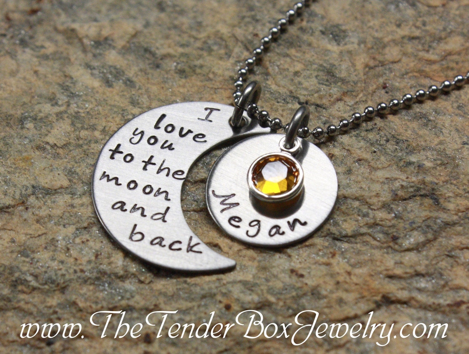 personalized necklace I love you to the moon and back moon and