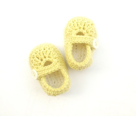 Pastel Yellow Baby Shoes, Baby Girl Shoes, Yellow Baby Booties, Baby ...