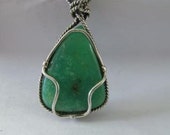 Chrysoprase Cabochon Pendant set in 925 Sterling Silver Custom Setting, One of a Kind, OOAK