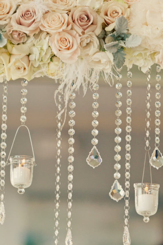 10 Crystal Hanging Candle Holders Suspended by 10 by SparkleSoiree