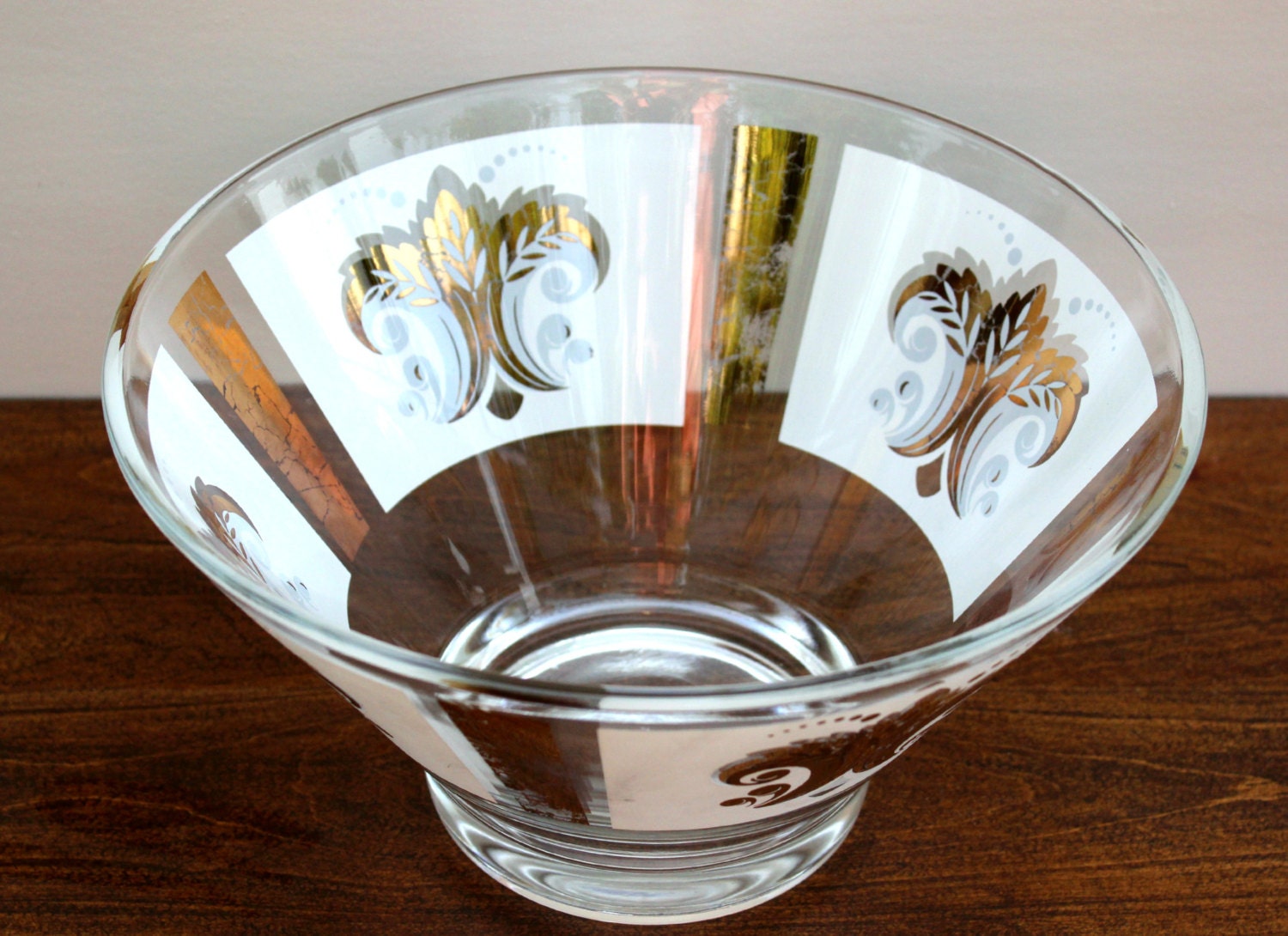 Unique MidCentury Modern Glass Serving Bowl by OliveHeartVintage