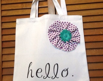 Items similar to OH HELLO Cotton Tote Bag as seen on DESIGNLOVEFEST on Etsy