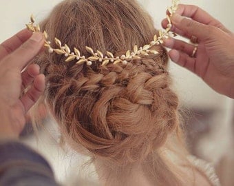 Wedding tiara, Bridal headpiece, gold leaf headpiece, Wedding headpieces, Hair accessories
