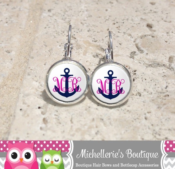 Anchor Monogram Earrings Monogram Jewelry Monogram