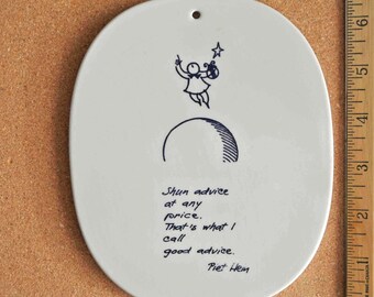 PIET HEIN GROOK / Gruk Royal Copenhagen Wall Plaque Shun Advice 1958