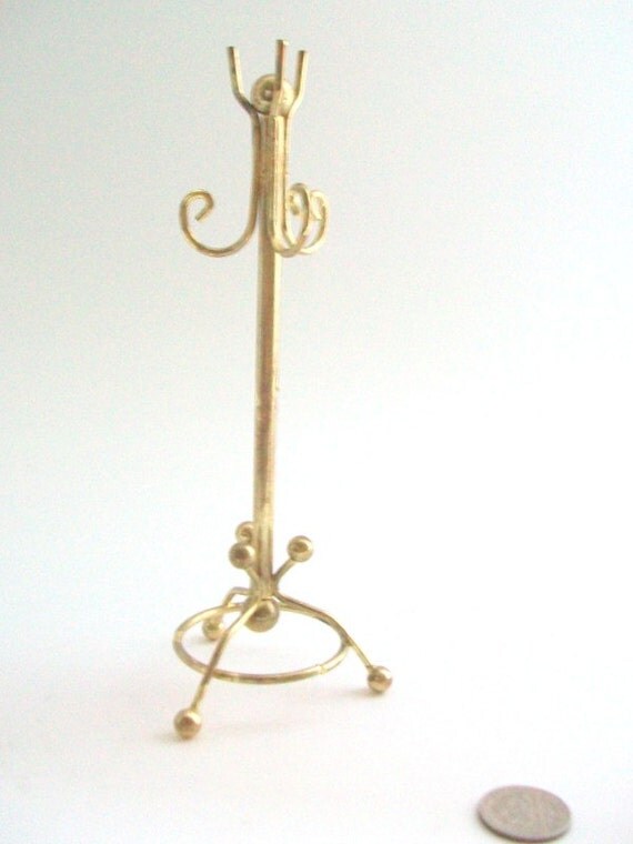 Miniature Coat Rack Dollhouse Coat Rack Brass by MustardDandelion
