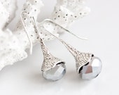 Silver earrings Minimalist earrings Everyday earrings Black earrings Simple earrings Ready to ship