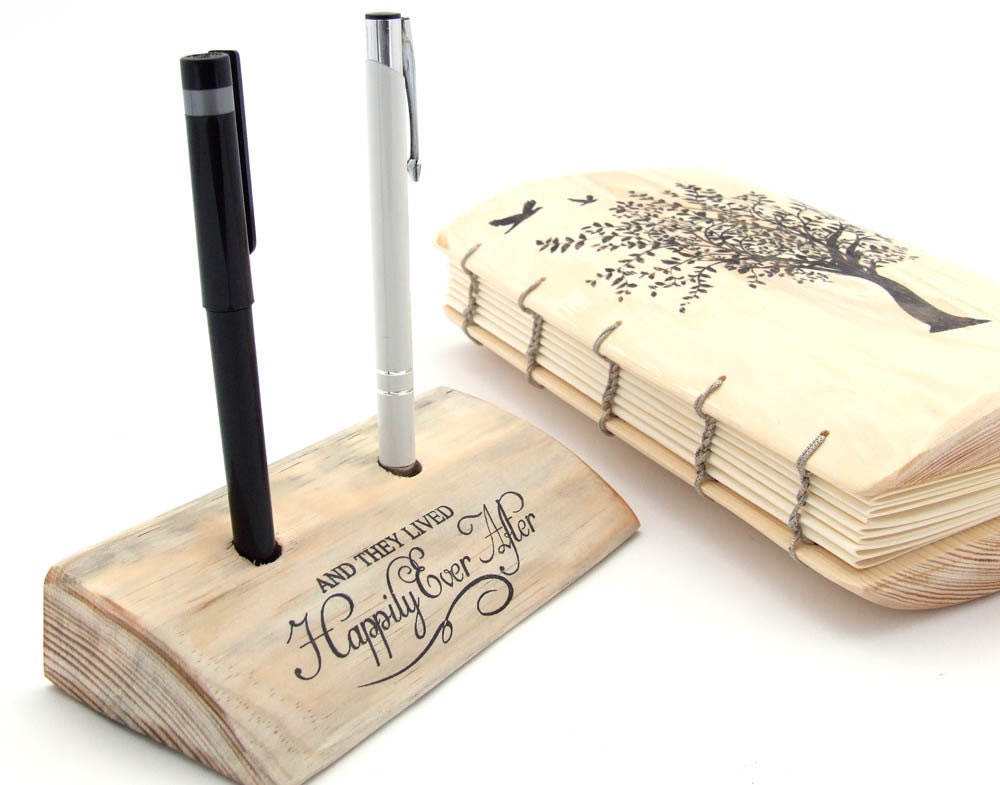 Guest Book Pen Holder Rustic wedding Decor And they