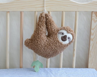 Sloth (brown), Baptism gift, Baby music box, Baby shower, Baby must haves, Baby toys handmade, Baby girl, Baby boy, Baby music, softie