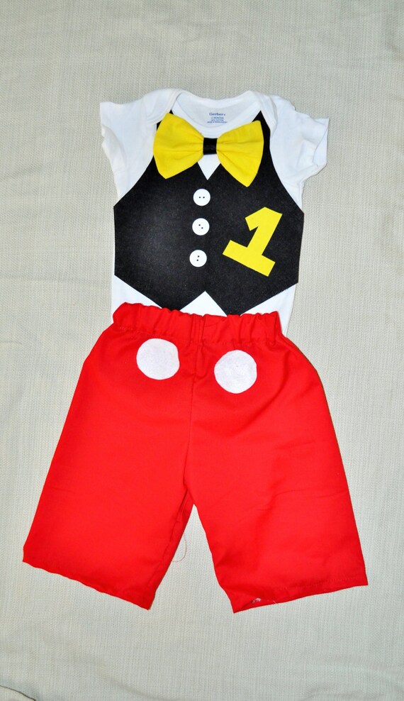 baby Boy/Toddler Mickey Mouse Birthday Outfit, Mickey Mouse Vest