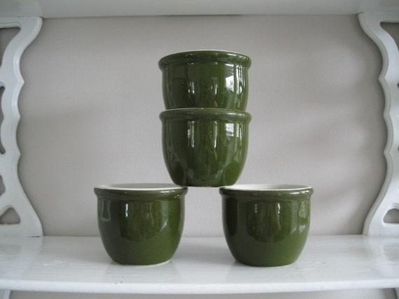 pudding cups Green Custard Forest Small vintage Lot Hall  Dishs  Serving Cups  Vintage
