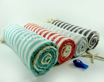 S A L E, Towel Set of 4, Beach Towel, Peshtemal, Turkish Towel, Bridesmaid Gift, Beach Wedding Gift, Turkish Bath Towel, Fouta