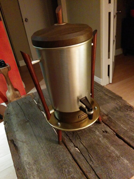 Awesome mid century coffee maker on stand by WoodBrassClass