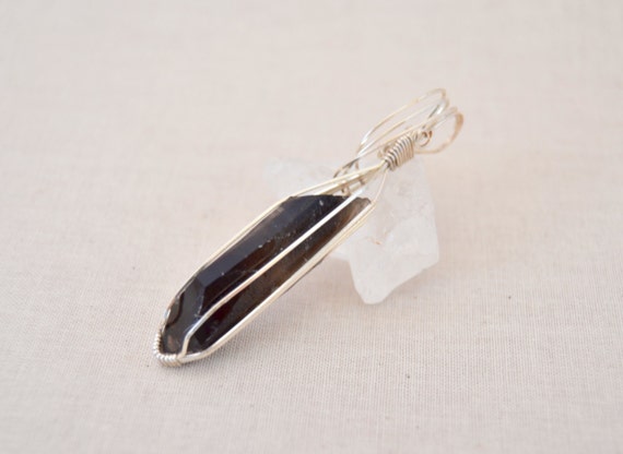 Wire Wrapped Black Crystal Pendant