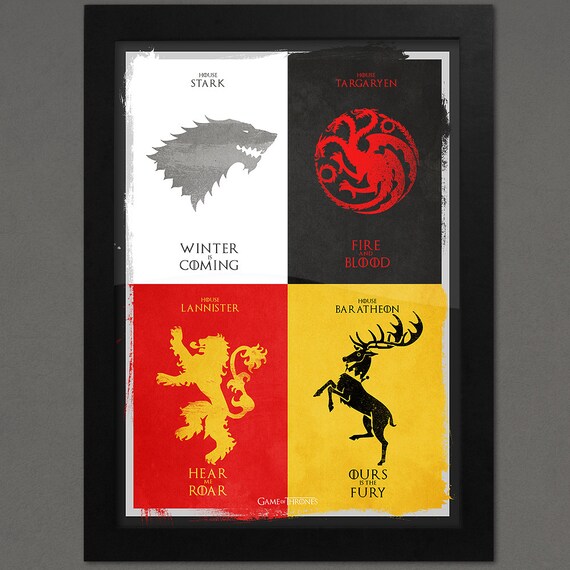 Items similar to Game Of Thrones House Sigils Print, House Crests And ...