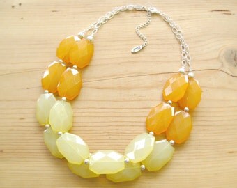 Mustard Yellow and Light yellow Statement necklace, yellow chunky necklace