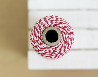 RED Baker's twine - full spool of 110 yards - 100M - Red & white twist - BT19
