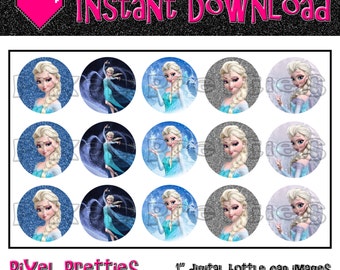 Elsa Frozen Inspired 1" Bottle Cap Images - HIGH RESOLUTION - Stickers - Hair Bow Centers - Magnets - INSTANT download