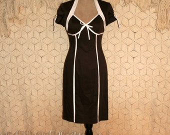 Retro 40s Dress Sexy Pin Up Dress Wiggle Dress Brown Midi Dress Short ...