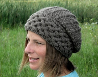Knit hat pattern / Seamless hat knitting pattern / Knitting pattern hat / Slouch hat pattern / Knitting pattern woman / Cable knit hat