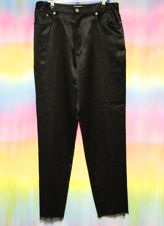90s Vintage Black Pants Shiny Trousers Grunge by SOMAVINTAGE