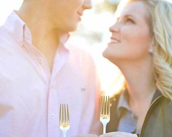 Mrs. and Mr. Wedding Forks - Hand Stamped Silverware Personalized Name Date - Vintage - Dinner Cake - His and Hers - Bride Groom Eve Of Joy