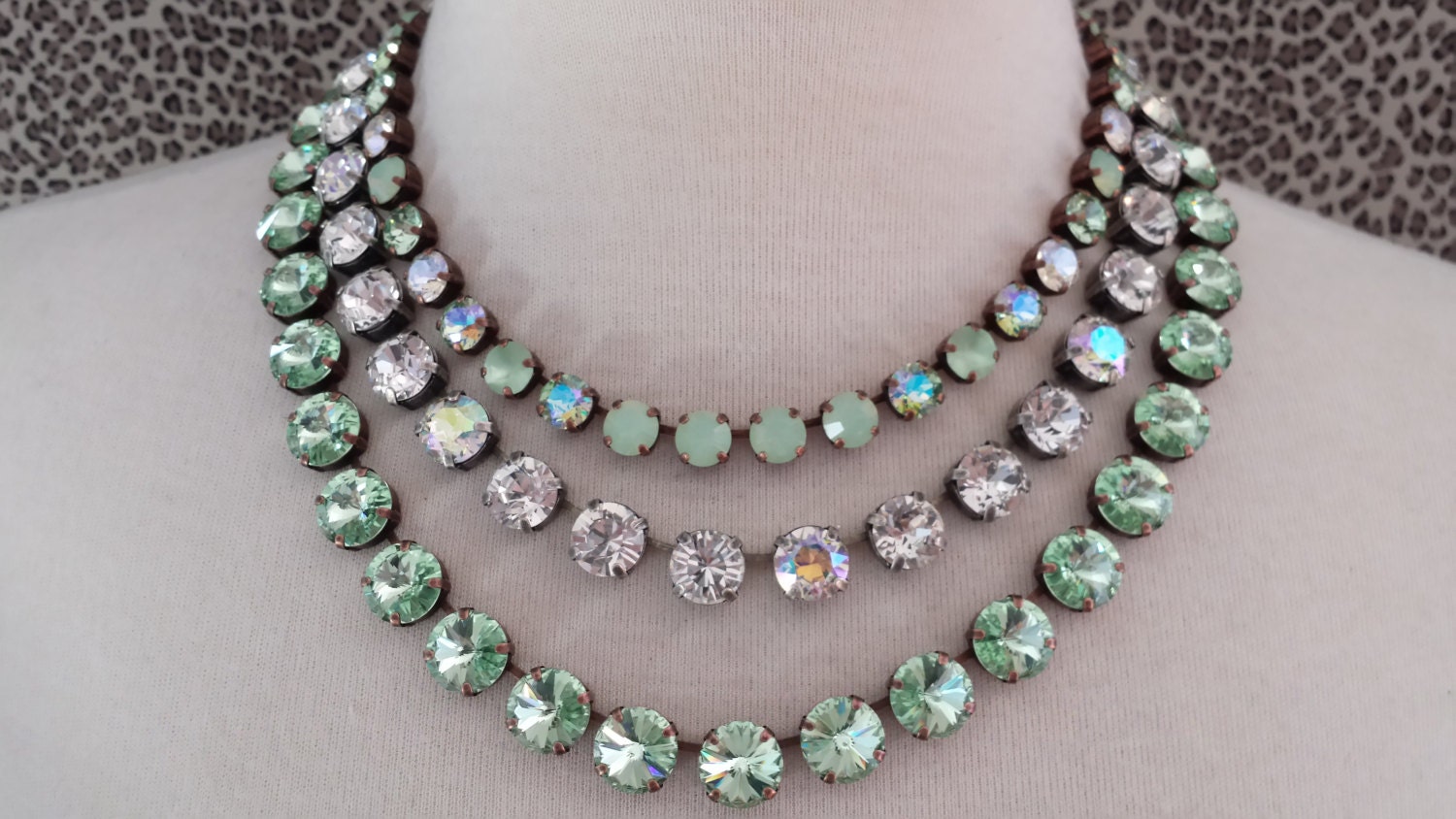 Gorgeous Mixed Chrysolite Necklace Stunning Swarovski Crystal 5565