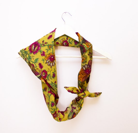 Multicolor Scarf Square Scarf Floral Cotton by BirdsAreCurious