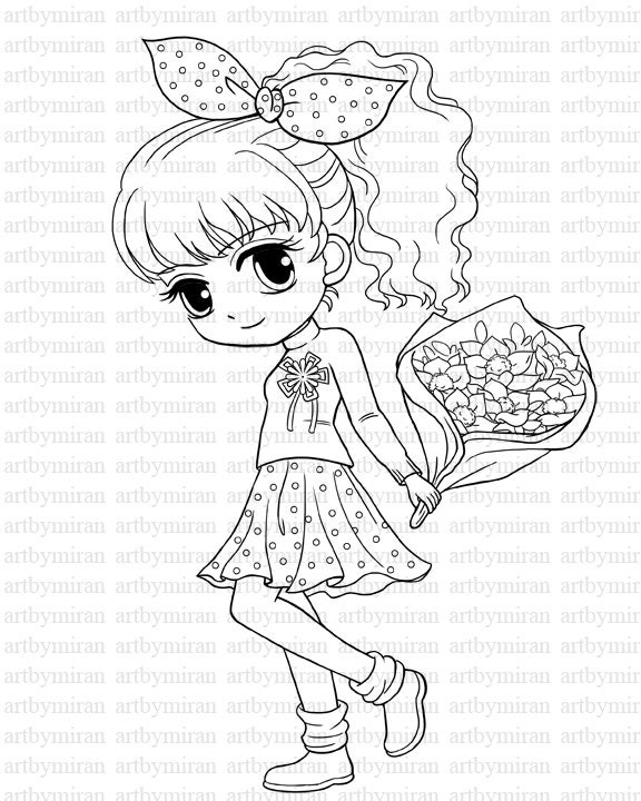 Digi StampIsabel39s Bouquet Pretty Girl Coloring page